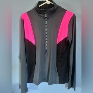 PINK Victoria's Secret Black and Pink Zip-Up Top